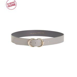 MARTINA MORI Grey Made In Italy Leather Double Circular Belt
